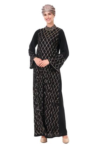 Fancy eid abaya hand embroidered with beads and sequence