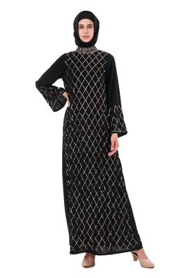 Fancy eid abaya hand embroidered with beads and sequence 4