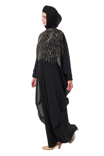 Tulip cut eid kaftan style abaya hand embroidered with beads and sequence