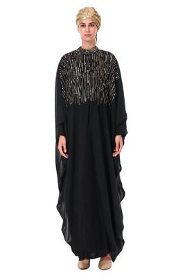 Tulip cut eid kaftan style abaya hand embroidered with beads and sequence 3