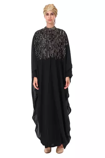 Tulip cut eid kaftan style abaya hand embroidered with beads and sequence