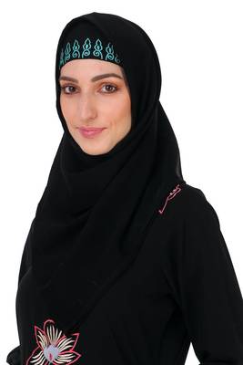 Ruched bottom floral embroidery nida abaya 2