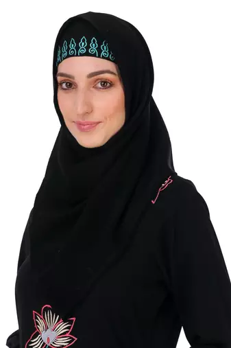 Ruched bottom floral embroidery nida abaya