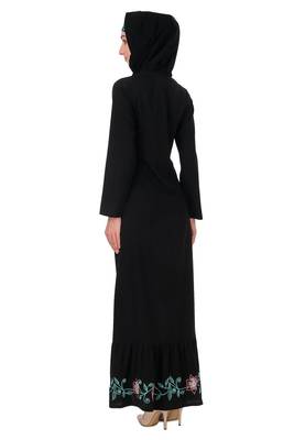 Ruched bottom floral embroidery nida abaya 3