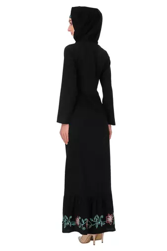 Ruched bottom floral embroidery nida abaya
