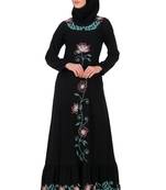 Ruched bottom floral embroidery nida abaya