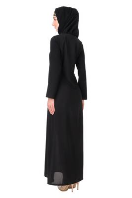 Gold hand embroidered neck fancy abaya 2