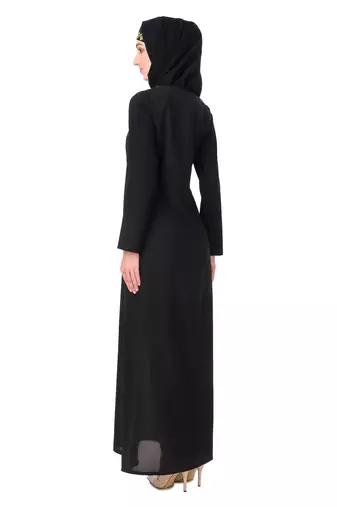 Gold hand embroidered neck fancy abaya