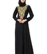 Gold hand embroidered neck fancy abaya