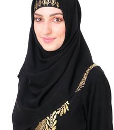 Gold & copper hand embroidered neck fancy abaya