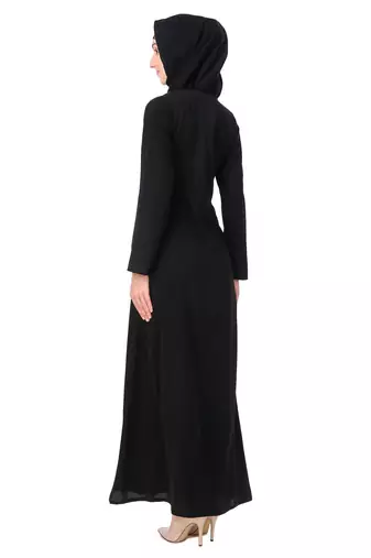 Gold & copper hand embroidered neck fancy abaya