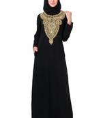 Gold & copper hand embroidered neck fancy abaya