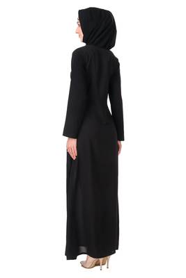 Gold & copper hand embroidered neck fancy abaya 3