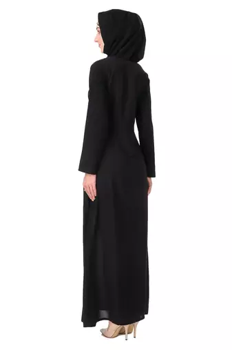 Gold & copper hand embroidered neck fancy abaya