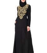 Gold & copper hand embroidered neck fancy abaya
