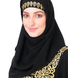 Gold hand embroidered neck fancy abaya