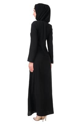 Gold hand embroidered neck fancy abaya 3