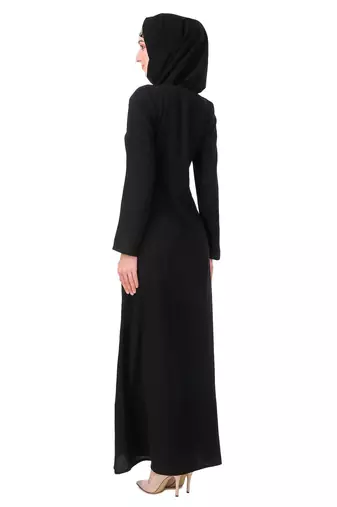 Gold hand embroidered neck fancy abaya