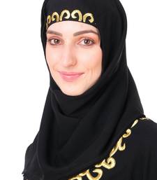 Gold hand embroidered neck fancy abaya