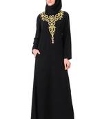 Gold hand embroidered neck fancy abaya