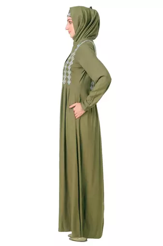 Embroidered shirtdress rayon abaya