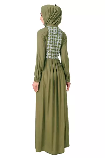 Embroidered shirtdress rayon abaya