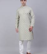 Grey cotton floral printed kurta pyjama set