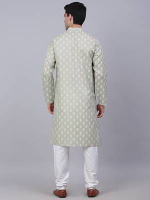 Grey cotton floral printed kurta pyjama set 3