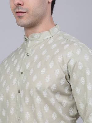 Grey cotton floral printed kurta pyjama set 5