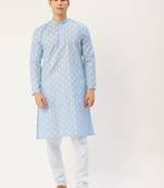 Sky cotton floral printed kurta pyjama set