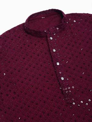 purple chikankari embroidered and sequin  kurta with churidar 5