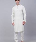 white chikankari embroidered and sequin  kurta with churidar