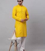 yellow chikankari embroidered and sequin  kurta with churidar