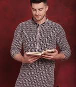 Navy sequin embroidered pure cotton kurta with pyjamas