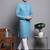 Blue sequin embroidered pure cotton kurta with pyjamas