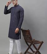 Grey chikankari embroidered and sequin  kurta with pyjama