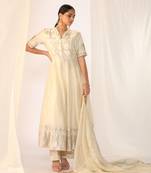 Ivory embroidered silk kurta sets