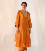 Saffron embroidered chanderi kurta sets