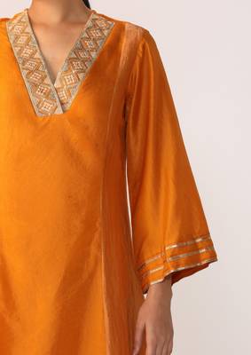 Saffron embroidered chanderi kurta sets 3