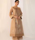 Champagne embroidered silk kurta sets