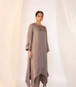 Grey embroidered linen kurta sets