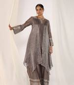 Grey woven chanderi kurta sets