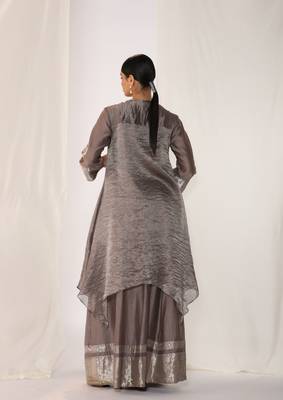 Grey woven chanderi kurta sets 2