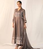Grey embroidered chanderi kurta sets
