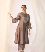 Grey embroidered chanderi kurta sets