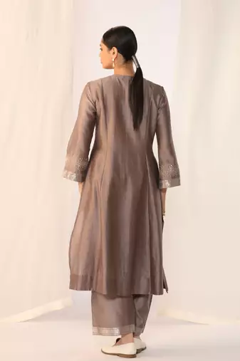 Grey embroidered chanderi kurta sets