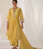 Lemon embroidered chanderi kurta sets