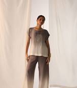 Grey embroidered sequins work linen co ord sets