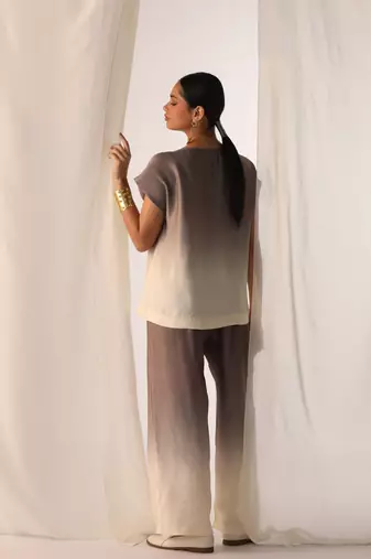 Grey embroidered sequins work linen co ord sets