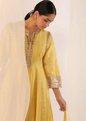 Lemon embroidered chanderi kurta sets 2